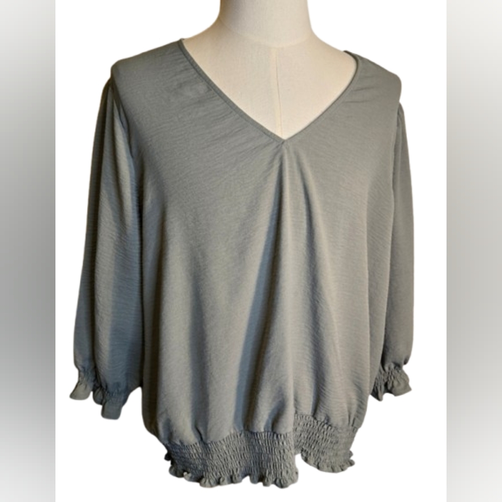Maurices Sage Green V-Neck Top Size 3X